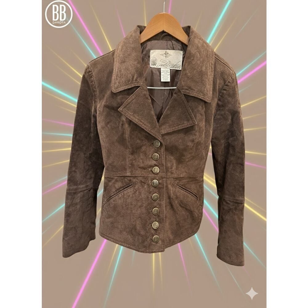 BB Dakota Women’s Brown Genuine Leather Button Jacket Coat Blazer S Small